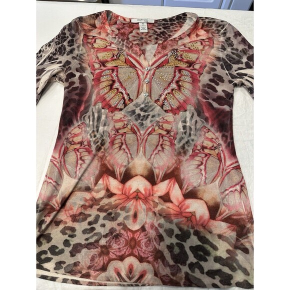 Y2k Whimsical fairy STYLE & CO Butterfly Embellished Fairycore Top Ribbed PM - Picture 11 of 16